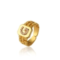 Anello dorato regolabile con lettera U in cristalli e trama stile cinturino d'orologio - Oro G