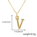 Collier pendentif lettre V plaqué or avec chaîne maille miroir, 0,41x0,26 pouces - V Or (Pendentif Uniquement (Sans Chaîne))