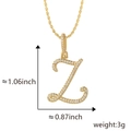 Colgante letra Z hip hop con circonitas doradas incluyendo medidas y peso total - Colgante Solo Z Dorado (Sin Cadena)