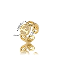 Anello dorato lettera F elegante con zirconi incastonati e design a catena da donna - Oro F