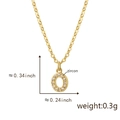 Zircon inlaid oval pendant necklace in gold finish with precise sizing information - Golden O Pendant Only (Without Chain)