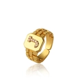 Anello regolabile dorato lettera J con cristalli e design a catena testurizzata - Lettera J Oro