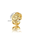 Anello dorato con lettera G, zirconi incastonati e fascia a catena con cuori - Oro G