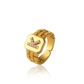 Anello a cinturino d'oro regolabile con lettera K decorata con strass luccicanti - Oro K