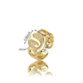 Anello dorato con lettera J, pavé di zirconi e fascia a catena traforata elegante - Lettera J Oro