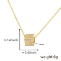 Collana a corda dorata con ciondolo a cubo in zirconi e lettera L elegante - Apertura 6.1mm / L Oro (Solo Ciondolo (Senza Catena))