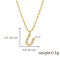 Golden horseshoe pendant necklace with zircon inlay and detailed size measurements - Golden U Pendant Only (Without Chain)