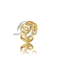 Anello dorato con lettera M, zirconi e fascia con maglie a forma di cuore - Lettera M Oro