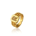 Anello dorato stile cinturino con lettera R in cristallo e fascia regolabile - Lettera R Oro