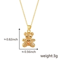 Pendentif ours doré avec pierre en cœur et zircons sertis, poids léger de 3 grammes - Jaune (Pendentif Seul (Sans Chaîne))