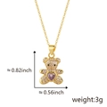 Collier ours en peluche doré avec zircons roses et pierre de coeur, taille 0,82 x 0,56 pouce - Violet Pendentif Seul (Sans Chaîne)