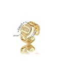 Anello dorato con lettera D in zirconi scintillanti in un medaglione da donna - Lettera U Oro