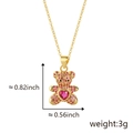 Collier ours en or avec zircons roses pavés et pendentif en pierre de cœur - Rose Pendentif Seul (Sans Chaîne)