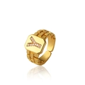 Anello dorato regolabile con lettera Y in strass e trama stile cinturino d'orologio - Lettera Y Oro