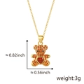 Collier ours doré avec zircons orange et pierre de cœur rouge, 0.82 x 0.56 pouce - Rouge Pendentif Seul (Sans Chaîne)