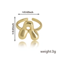 Minimalist gold plated adjustable open ring featuring a liquid metal style letter A shape - Letter A Style (92) / Gold