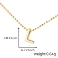 Gold-plated letter L pendant necklace with polished ball chain and dimensions - L (Gold)
