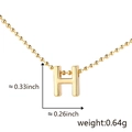 Gold-plated letter H pendant necklace with small bead chain and polished finish - H (Gold)