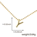 Polished gold initial Y letter pendant on ball chain with dimensions and weight - Y (Gold)
