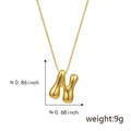 Golden puffy H-letter pendant necklace with mirror finish on O-chain, 0.86 inch height - N Gold (Pendant Only (Without Chain))
