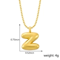 Pendentif lettre Z doré style ballon en laiton plaqué avec finition bulles 3D brillante - Style Z (Pendentif uniquement (Sans chaîne)) / Or