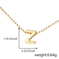 Polished gold initial Z pendant necklace with ball chain showing dimensions and weight - Z (Gold)