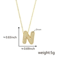 Ciondolo lettera N placcato oro con zirconi bianchi per creazione di gioielli - Lettera N Oro