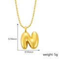 Collier avec pendentif lettre N dorée style ballon avec dimensions et poids indiqués - Style N (Pendentif uniquement (Sans chaîne)) / Or