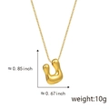 Polished gold letter pendant necklace showing size dimensions 0.85 by 0.67 inch - U Gold (Pendant Only (Without Chain))