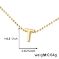 Polished gold letter T pendant necklace with ball chain and precise measurements - T (Gold)