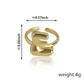 Anello regolabile con lettera E dorata 3D, altezza 0,66 pollici e peso 4g - Stile Lettera E (92) / Oro