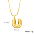 Collier avec pendentif lettre U doré design ballon, dimensions 0,77x0,55 pouces - Style U (Pendentif uniquement (Sans chaîne)) / Or