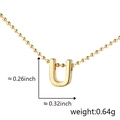 Polished gold 'U' letter pendant necklace with physical dimensions and weight specs - U (Gold)