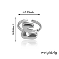 Anello regolabile lettera E argentato, altezza 0,66 pollici, peso 4g, finitura a specchio - Stile Lettera E (92) / Argento