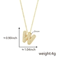 Ciondolo a lettera W color oro scintillante con zirconi intarsiati e misure - Lettera W Oro