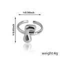 Anello regolabile in argento con lettera F e ciondolo a goccia rifinitura lucida - Stile Lettera F (92) / Argento
