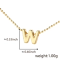Minimalist gold-plated capital letter W pendant necklace with sleek ball chain design - W (Gold)