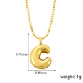 Collier pendentif lettre C ballon 3D doré avec dimensions 0,75 par 0,46 pouces - Style C (Pendentif uniquement (Sans chaîne)) / Or