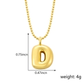 Collier lettre D dorée style ballon 3D avec dimensions 0,75x0,47 pouce et poids 4g - Style D (Pendentif uniquement (Sans chaîne)) / Or