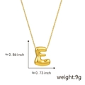 Gold-plated 3D bubble letter E necklace pendant with detailed dimensions and 9g weight - E Gold (Pendant Only (Without Chain))