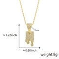 Gold plated cubic zirconia letter N pendant necklace with dimensions and 8g weight - Drip Letter N-Gold