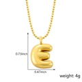 Collier pendentif lettre E doré style ballon 3D avec chaîne à billes pour femme - Style E (Pendentif uniquement (Sans chaîne)) / Or