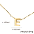 Polished gold initial E letter pendant with bead chain minimalist jewelry necklace - E (Gold)