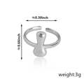 Anello regolabile placcato argento con design a pilastro minimalista 0,30x0,66 pollici - Stile Lettera I (92) / Argento