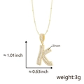 Collana con ciondolo lettera K placcata in oro con zirconi bianchi e misure - K Ciondolo Solo (Senza Catena) Oro