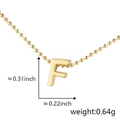 Polished gold initial F pendant on ball chain necklace with measurements and weight details - F (Gold)