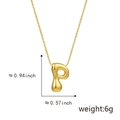 Polished gold chubby letter P pendant necklace with 3D fluid texture and metal finish - P Gold (Pendant Only (Without Chain))
