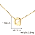 Golden letter G pendant necklace on bead chain with size and weight dimensions - G (Gold)