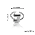 Anello regolabile in rame con lettera J argento lucido e finitura a specchio da donna - Stile Lettera J (92) / Argento
