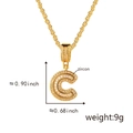 Golden letter C pendant necklace with zircon pavé setting on a twisted rope chain - Gold